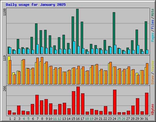 Daily usage for January 2025