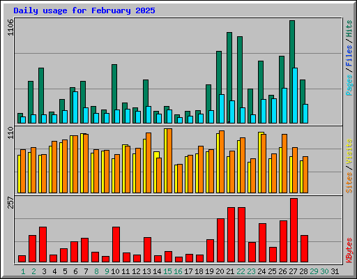 Daily usage for February 2025