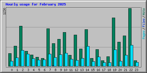 Hourly usage for February 2025